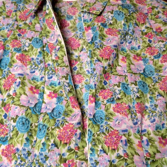 Buck & Buck House Dress Small Floral Pleated Zip Front Short Sleeve Granny - Picture 11 of 16
